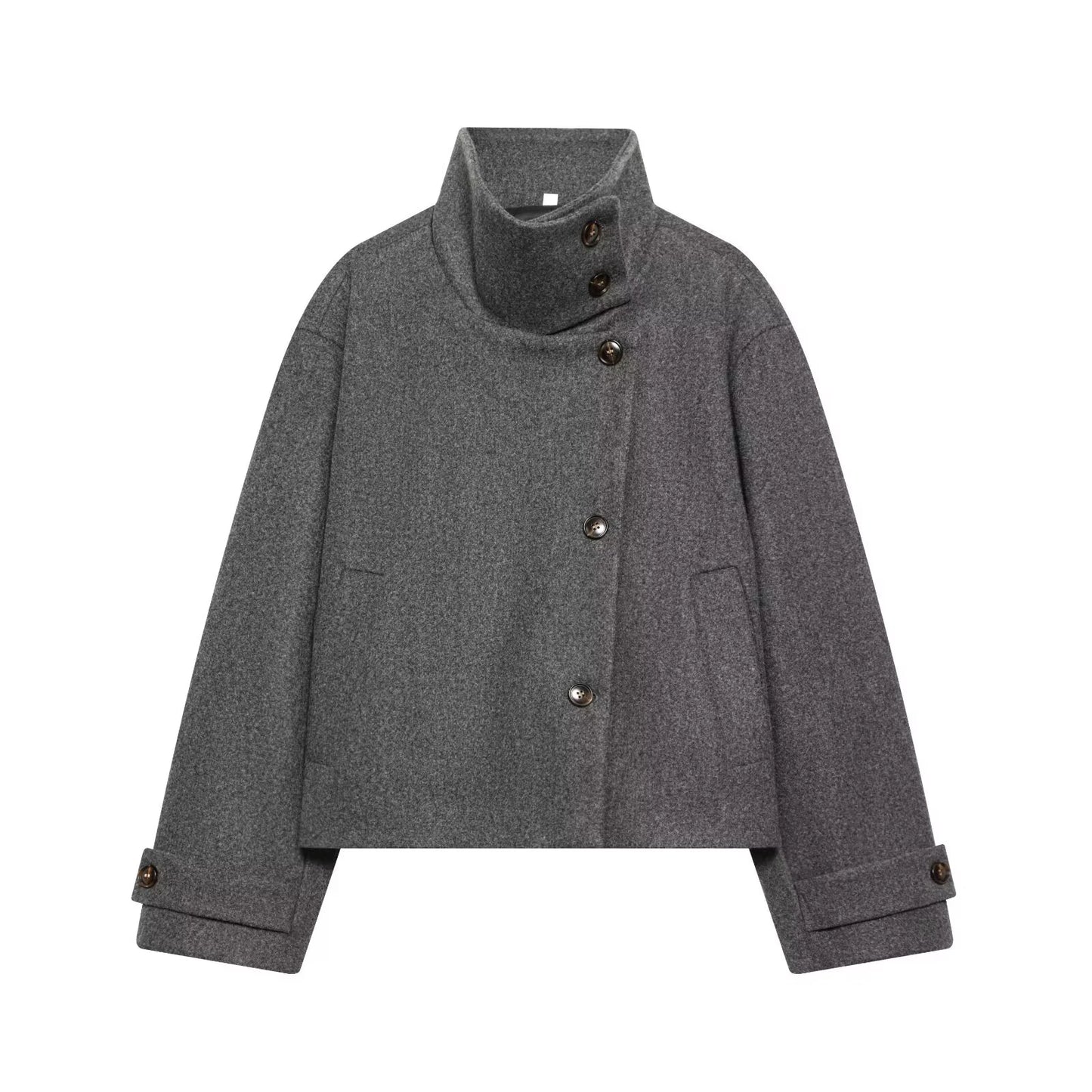 Liora Women's Long Sleeve Coat – Cozy Buckle Collar Winter Layer 6
