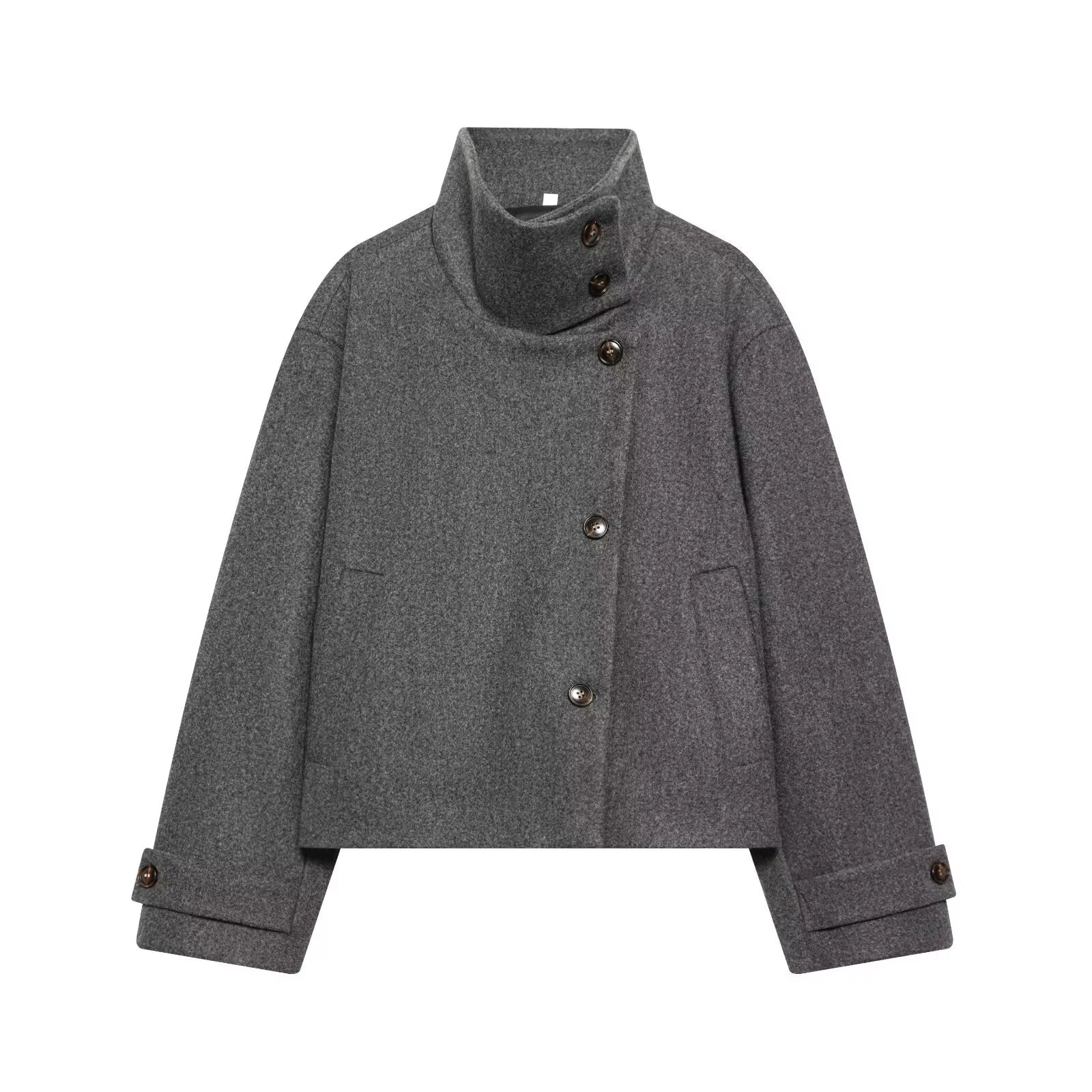 Liora Women's Long Sleeve Coat – Cozy Buckle Collar Winter Layer 6
