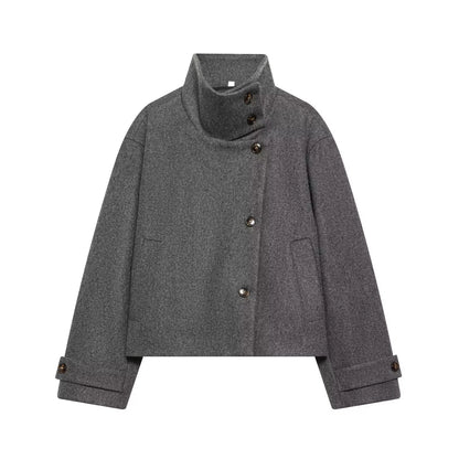 Liora Women's Long Sleeve Coat – Cozy Buckle Collar Winter Layer 6