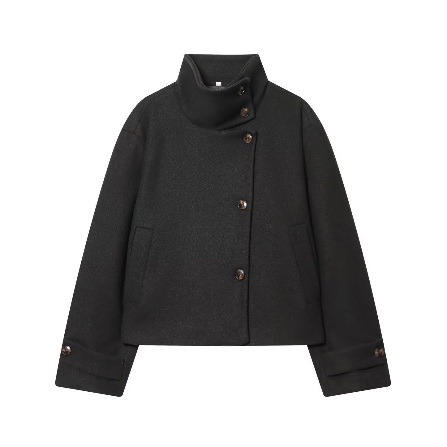 Liora Women's Long Sleeve Coat – Cozy Buckle Collar Winter Layer 7