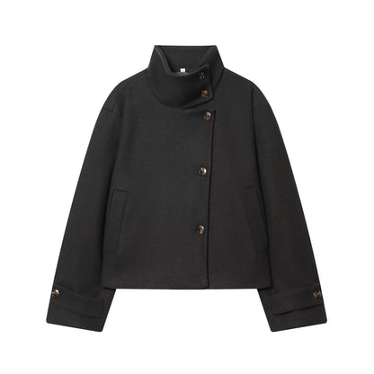 Liora Women's Long Sleeve Coat – Cozy Buckle Collar Winter Layer 7