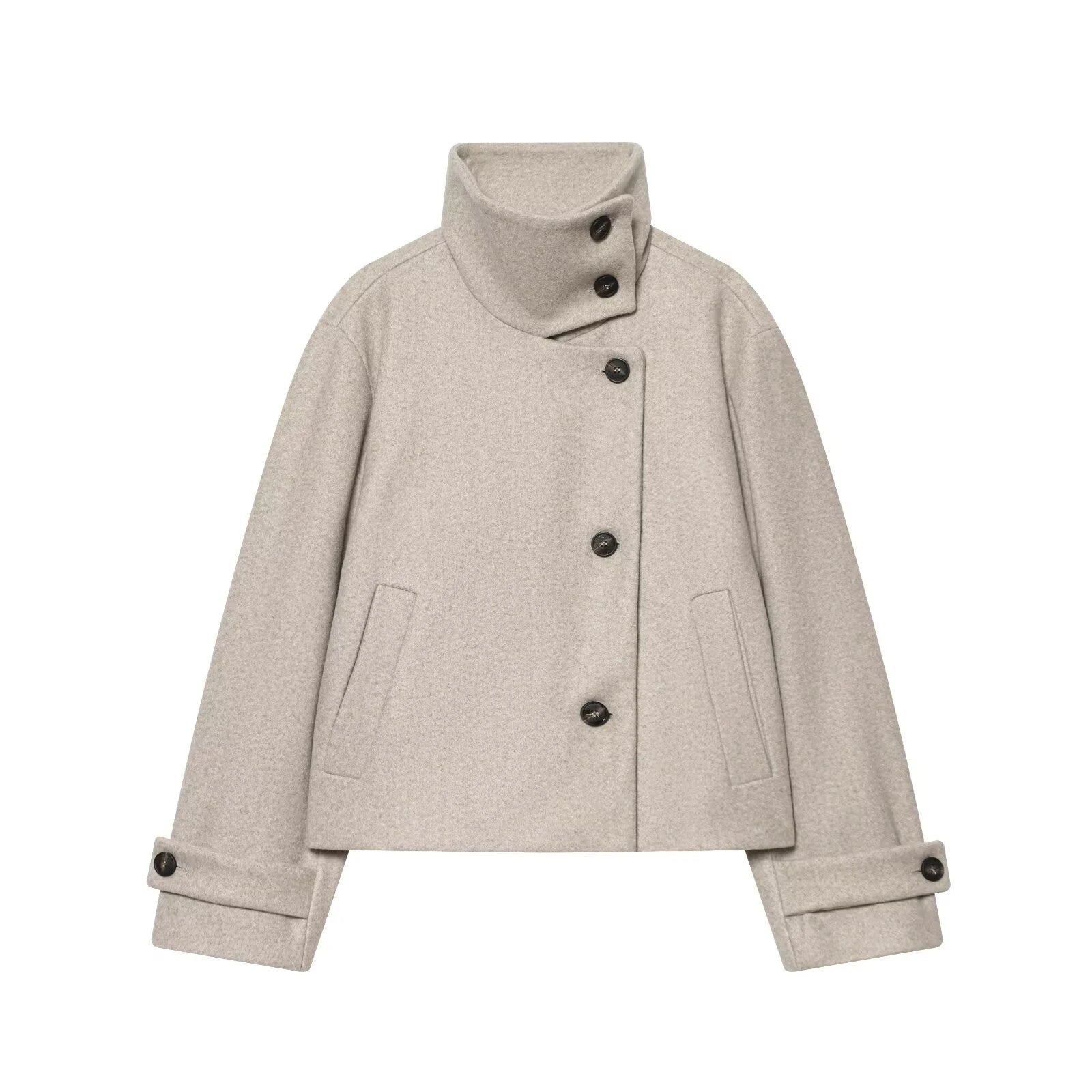 Liora Women's Long Sleeve Coat – Cozy Buckle Collar Winter Layer 8