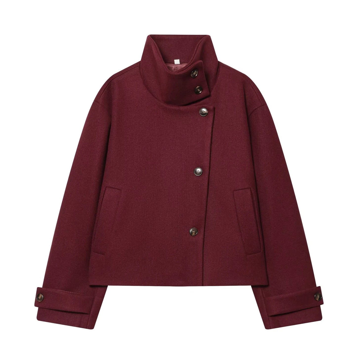 Liora Women's Long Sleeve Coat – Cozy Buckle Collar Winter Layer 9