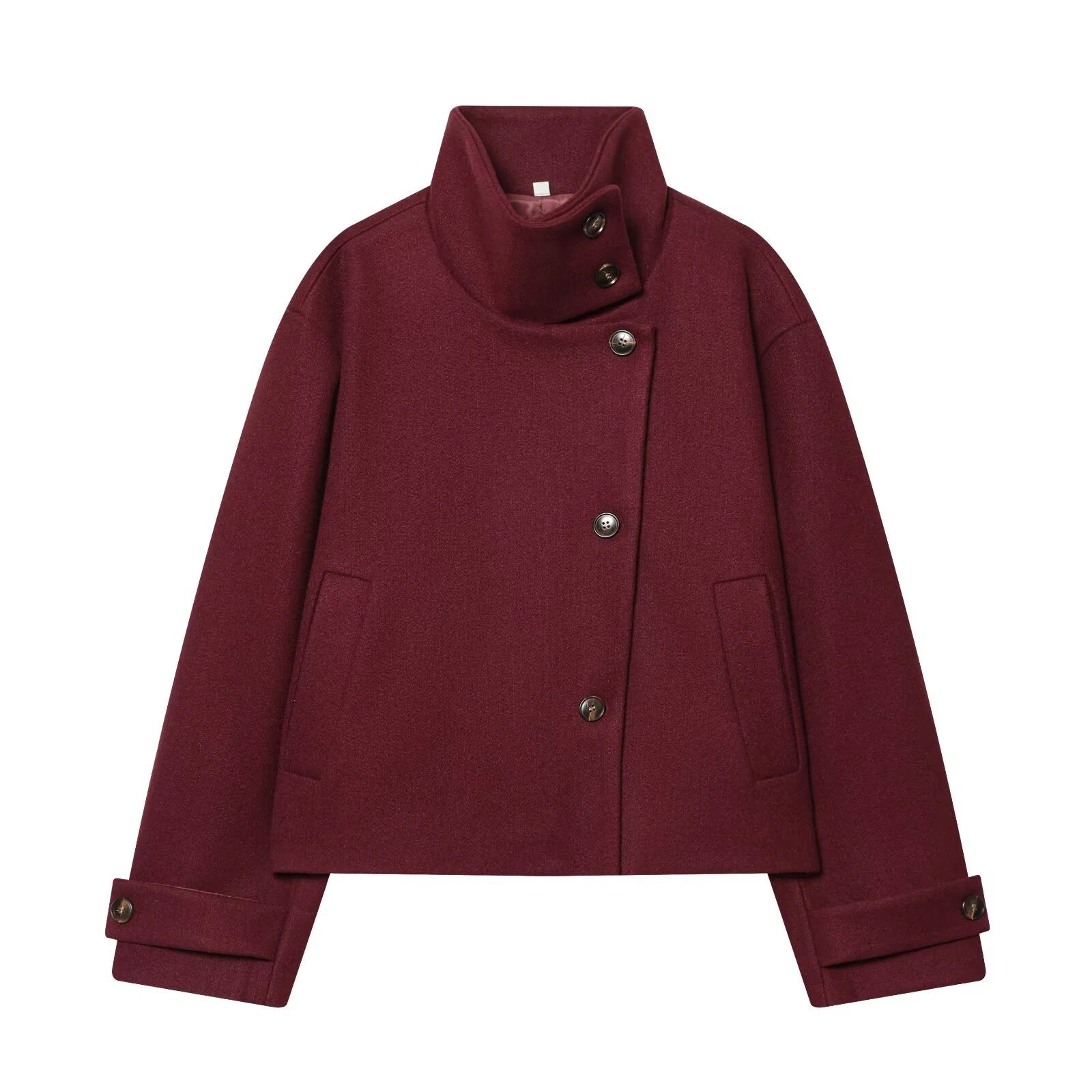 Liora Women's Long Sleeve Coat – Cozy Buckle Collar Winter Layer 9