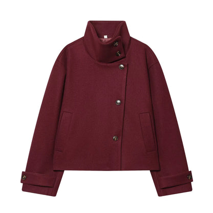 Liora Women's Long Sleeve Coat – Cozy Buckle Collar Winter Layer 9