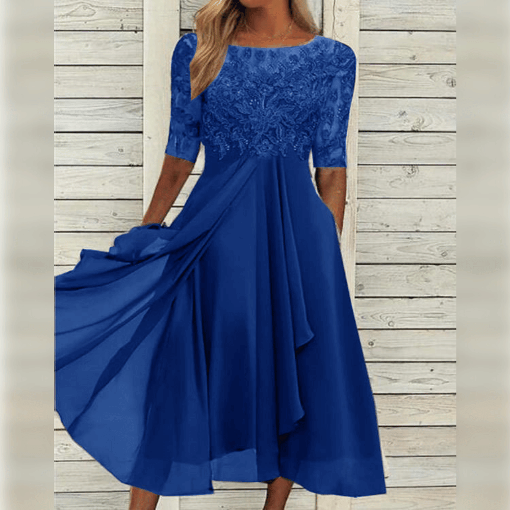 Liora Women's Midi Dress – Lace Detail Comfortable Flowing Fit 5