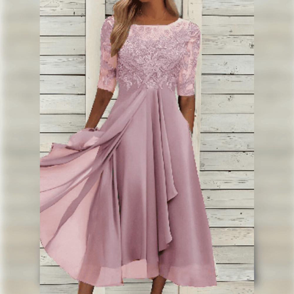 Liora Women's Midi Dress – Lace Detail Comfortable Flowing Fit 6