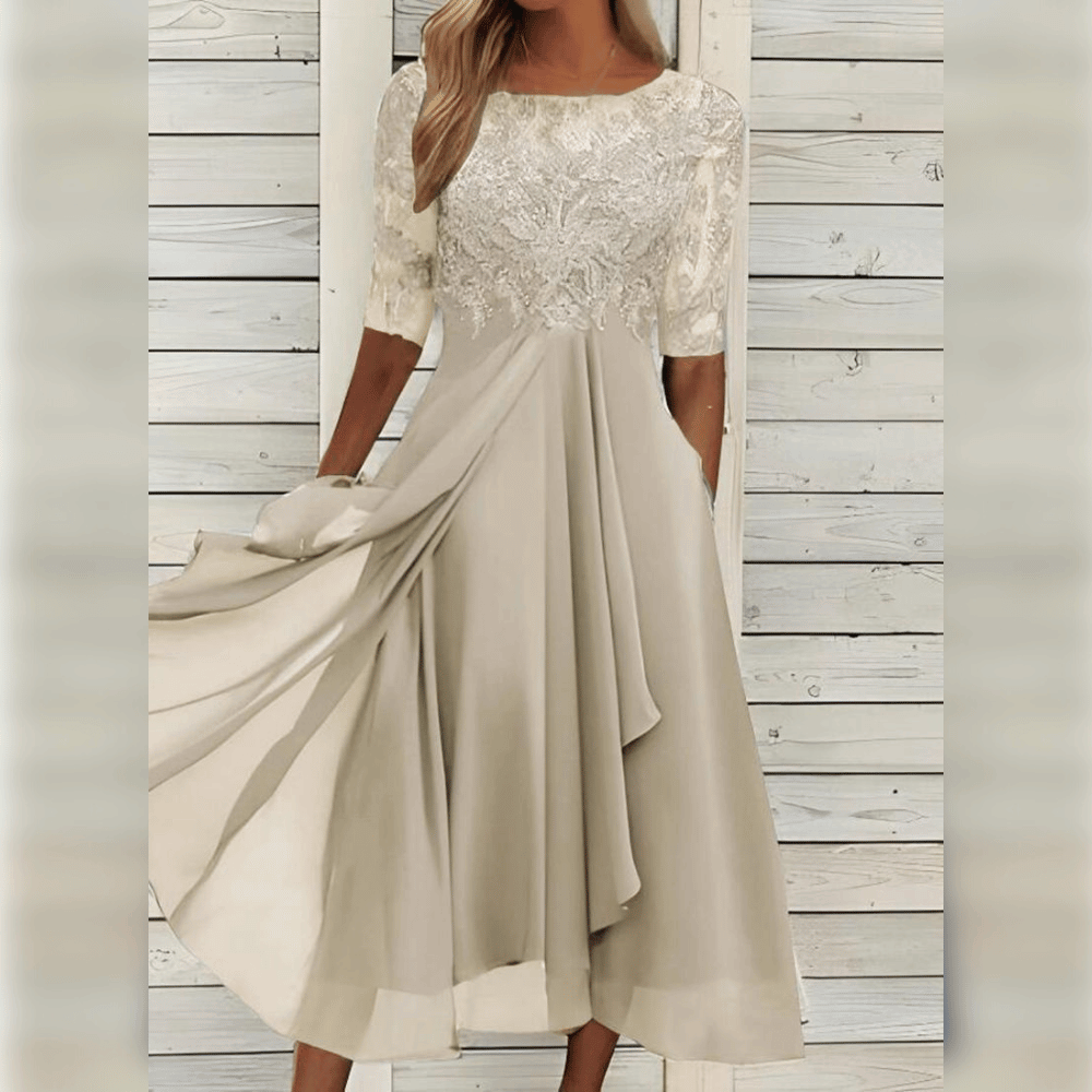 Liora Women's Midi Dress – Lace Detail Comfortable Flowing Fit 7