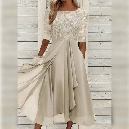 Liora Women's Midi Dress – Lace Detail Comfortable Flowing Fit 7