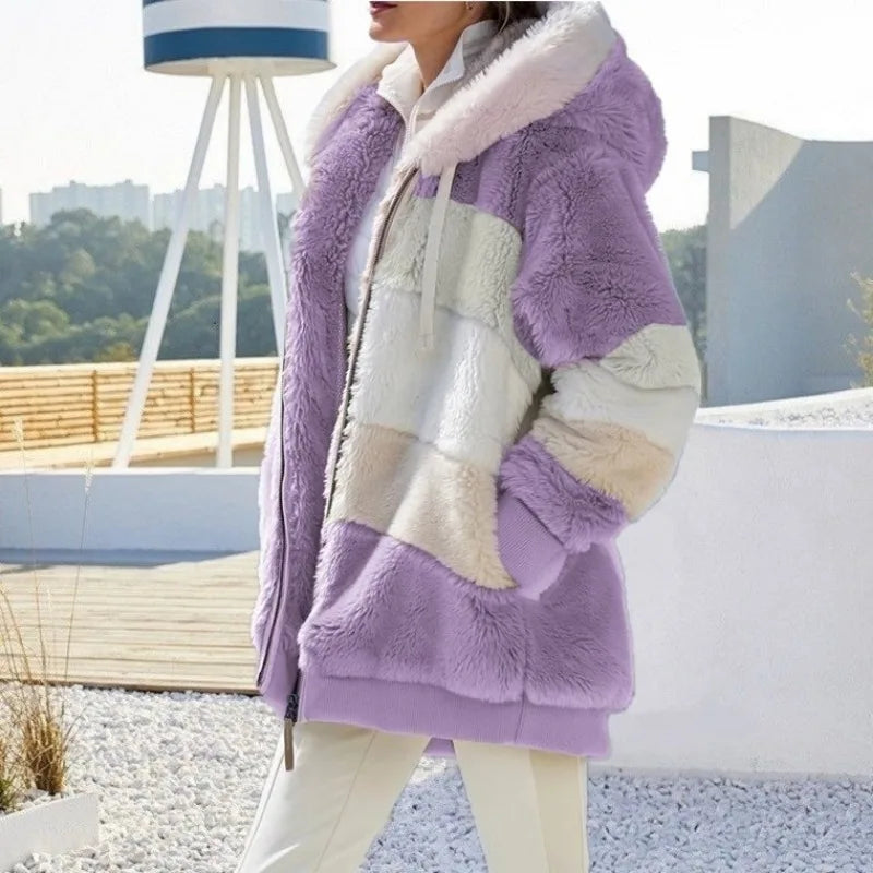 Liora Women's Oversized Jacket – Plush Warm Hooded Outerwear 3