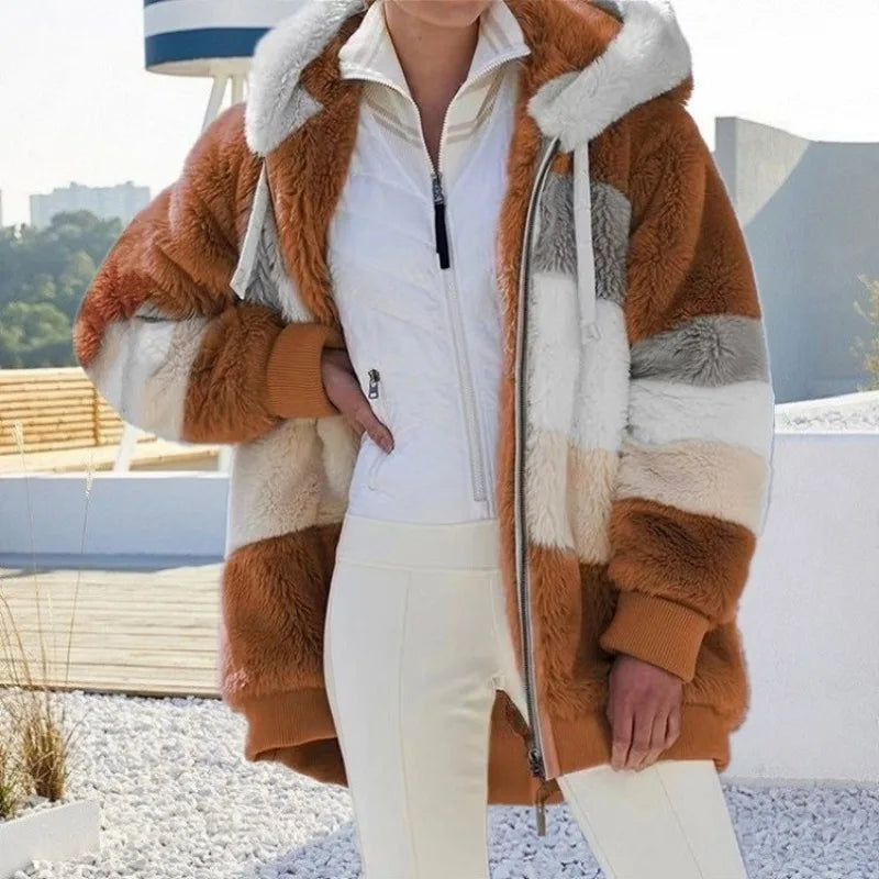 Liora Women's Oversized Jacket – Plush Warm Hooded Outerwear 4