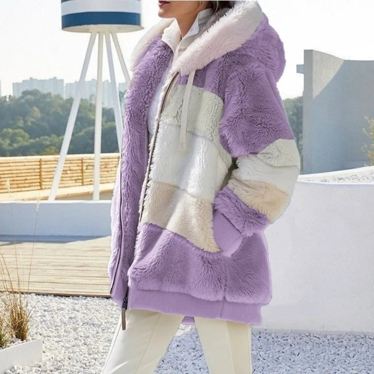 Liora Women's Oversized Jacket – Plush Warm Hooded Outerwear 7
