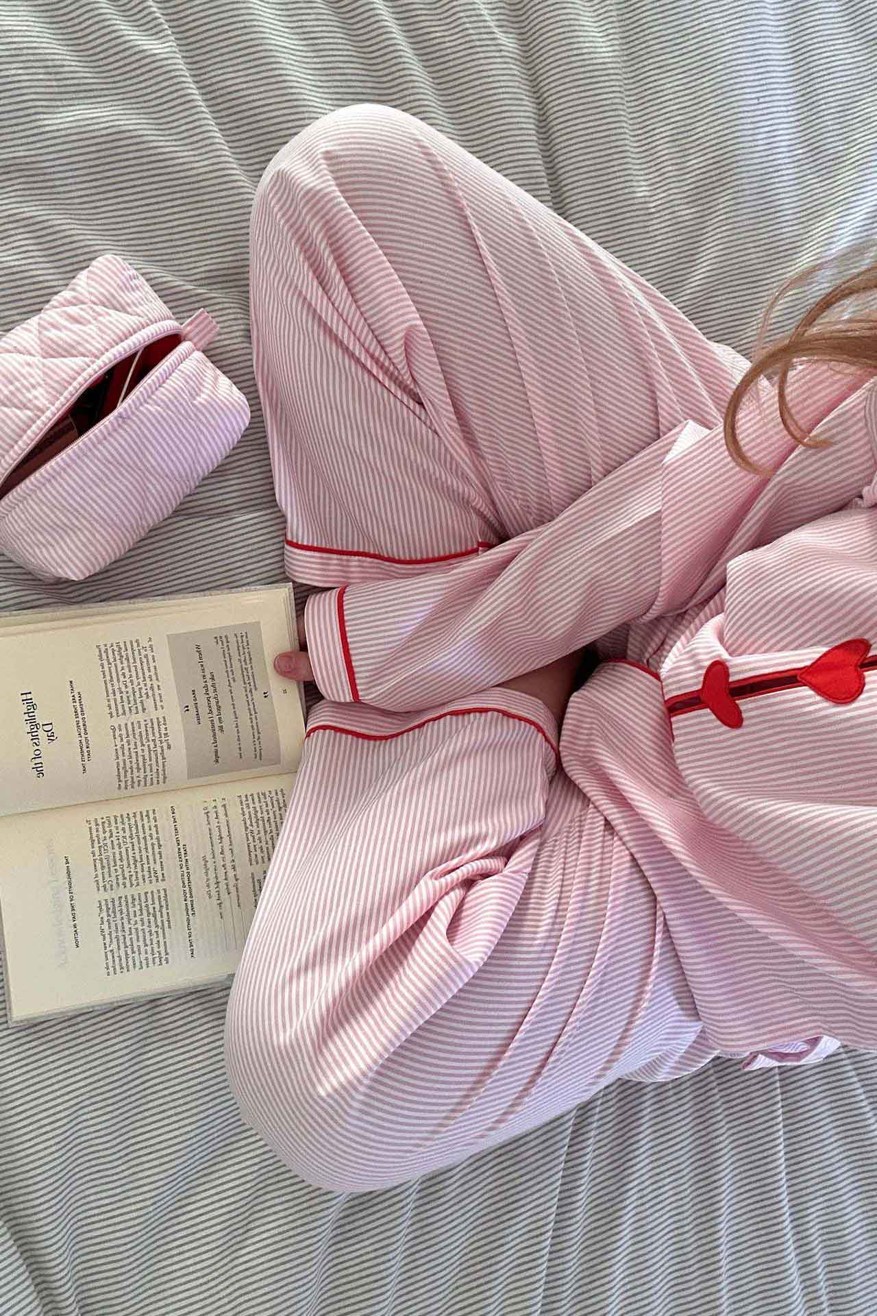 Liora Women's Pajama Set – Heart Button Detail Cozy Lounge Wear 5