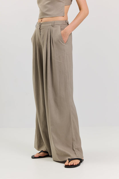 Liora Women's Palazzo Pants – Stylish Wide Leg Linen Blend Comfort 0