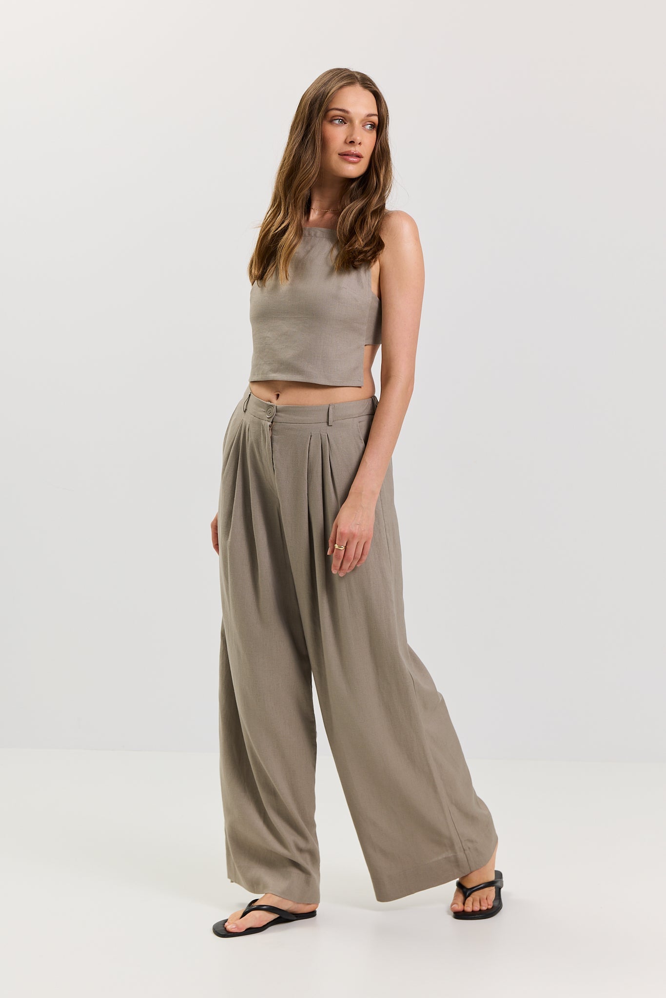 Liora Women's Palazzo Pants – Stylish Wide Leg Linen Blend Comfort 5
