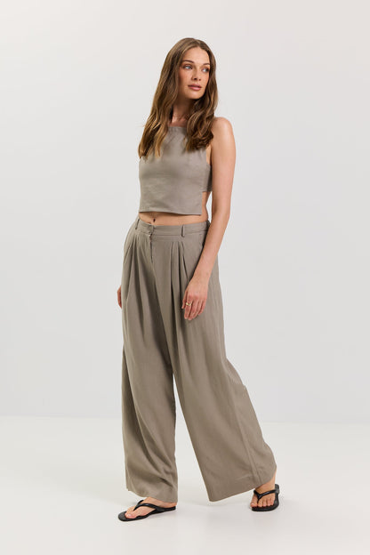Liora Women's Palazzo Pants – Stylish Wide Leg Linen Blend Comfort 5