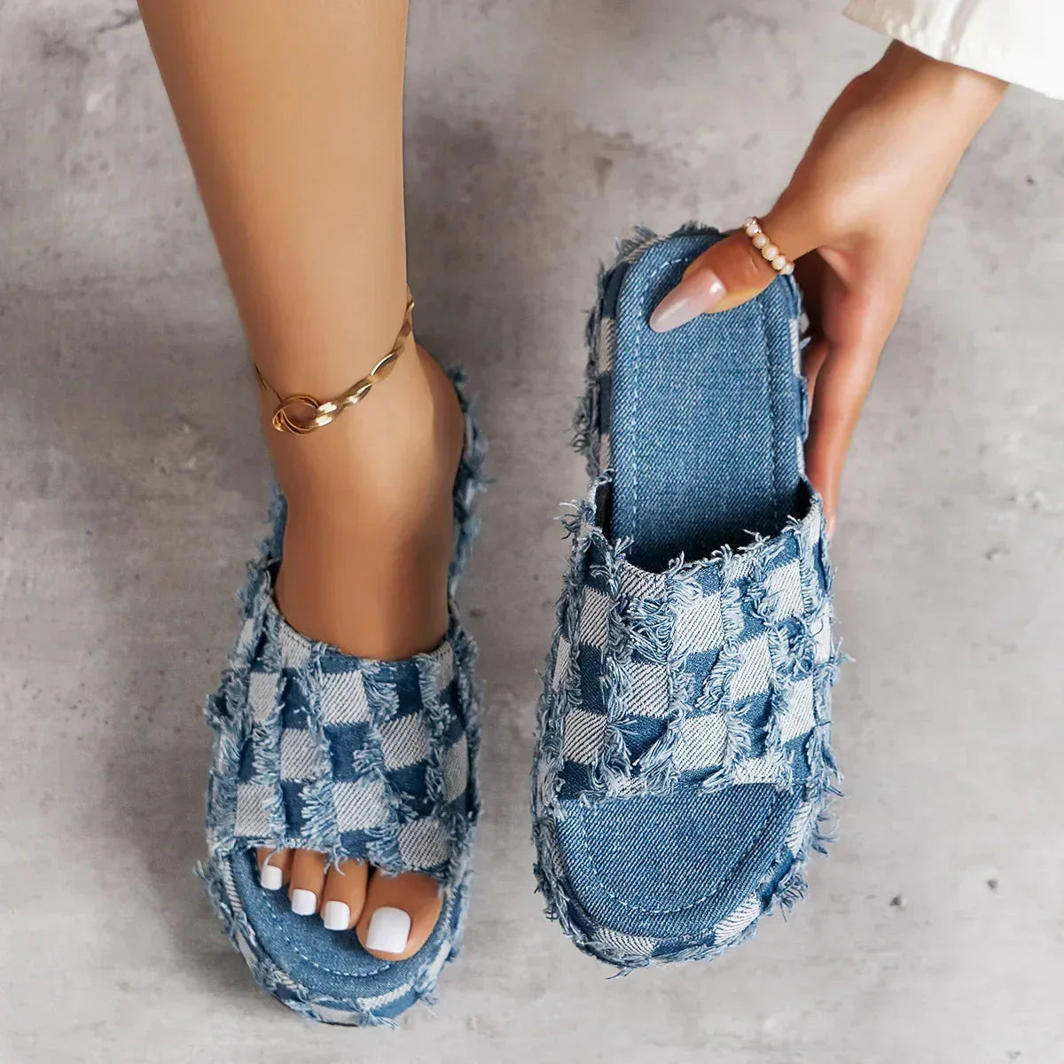 Liora Women's Platform Sandals – Stylish Denim for Summer Events 3