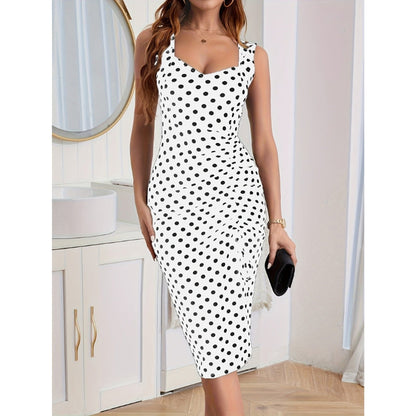 Liora Women's Polka Dot Midi Dress – Elegant Relaxed Fit Style 1