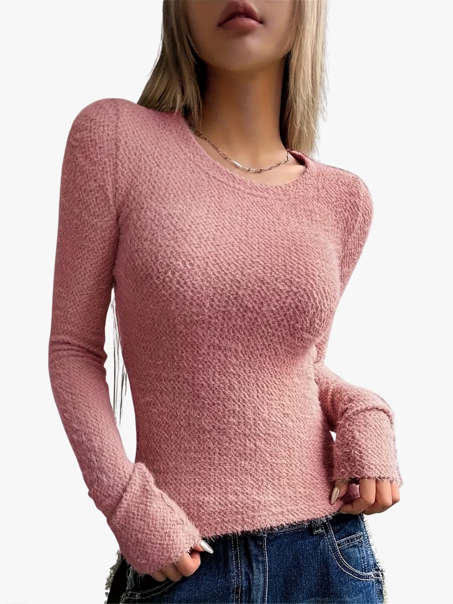 Liora Women's Ribbed Knit Top – Long Sleeves Comfortable Layering 1