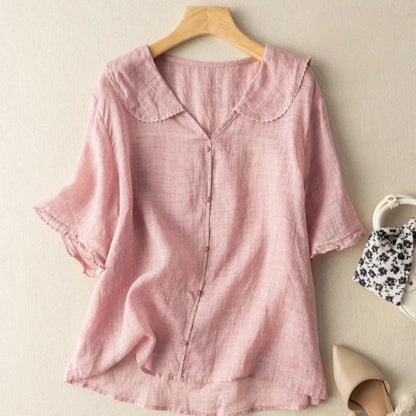 Liora Women's Vintage Blouse – Delicate Scalloped Collar for Timeless Elegance 3
