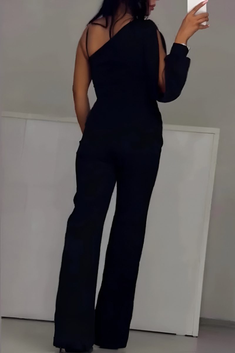 Liora Women's Wide Leg Jumpsuit – Sheer Split Detail Elegant Eveningwear 2