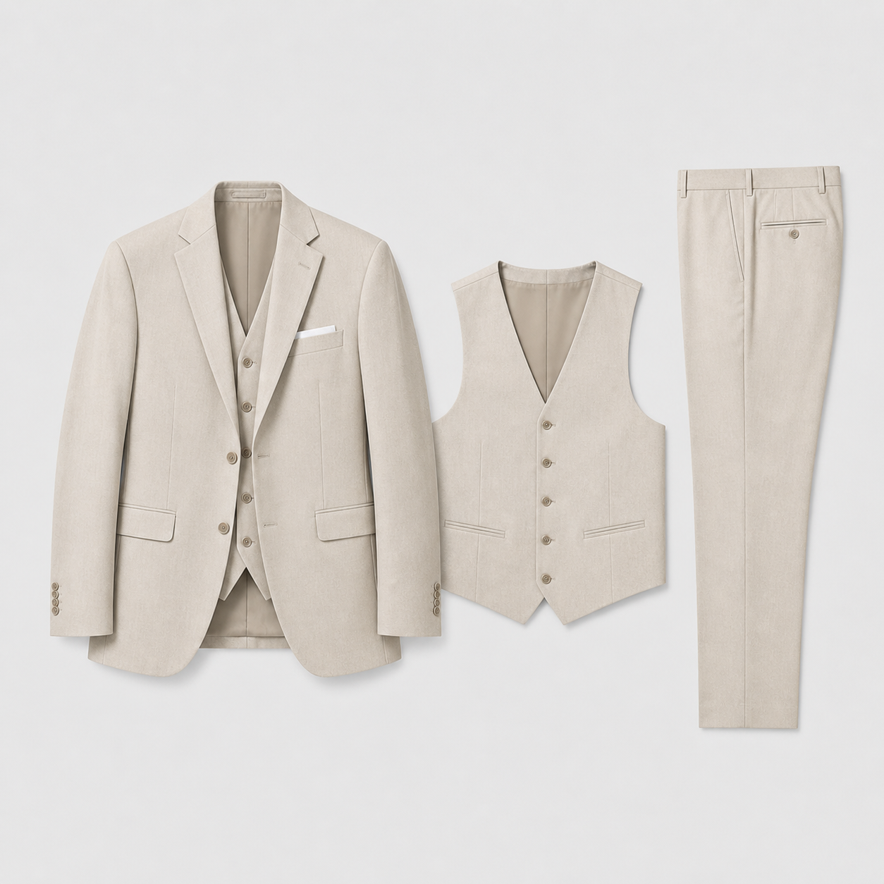 Lomari Men's Linen Three-Piece Suit – Tailored Comfort for Formal Events 1