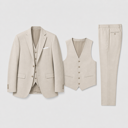 Lomari Men's Linen Three-Piece Suit – Tailored Comfort for Formal Events 1