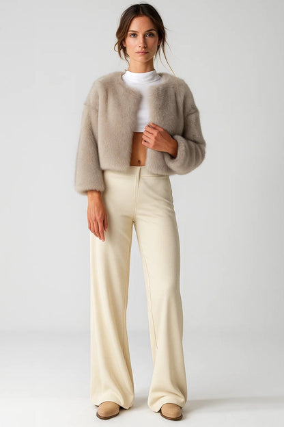 Luma Damen Fluffy Jacke – Elegantes Kurzdesign für Vielseitige Looks 1