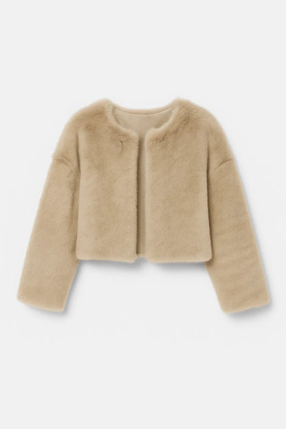 Luma Damen Fluffy Jacke – Elegantes Kurzdesign für Vielseitige Looks 3
