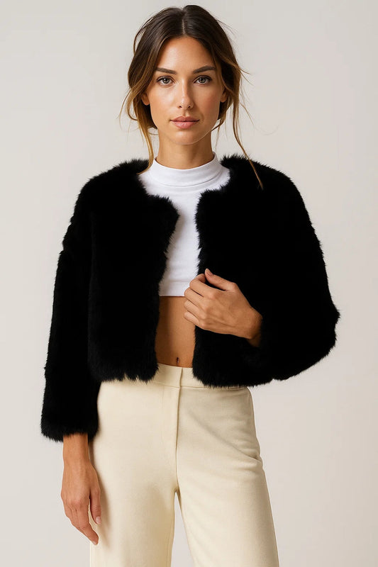 Luma Damen Fluffy Jacke – Elegantes Kurzdesign für Vielseitige Looks 5