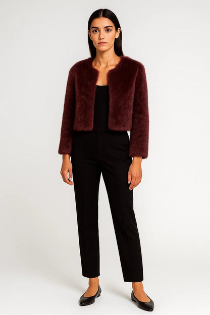 Lumi Damen Kurze Jacke – Flauschig Offenes Design für Vielseitige Looks 1