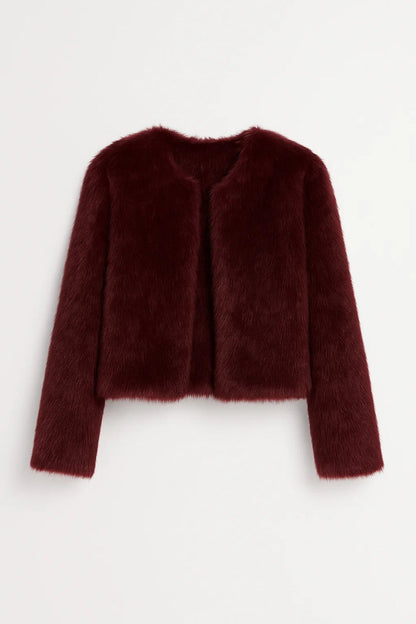 Lumi Damen Kurze Jacke – Flauschig Offenes Design für Vielseitige Looks 3