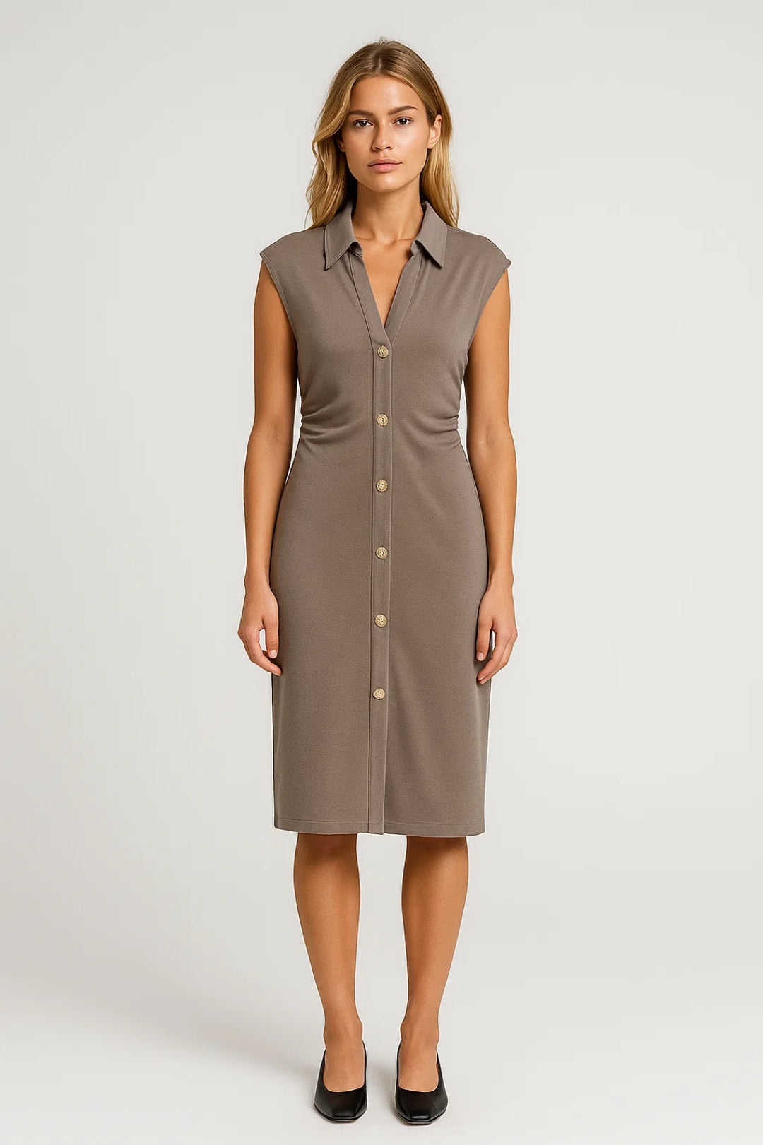 Lumi Damen Midikleid – Eleganter Schnitt mit Schlitz für Feste 0