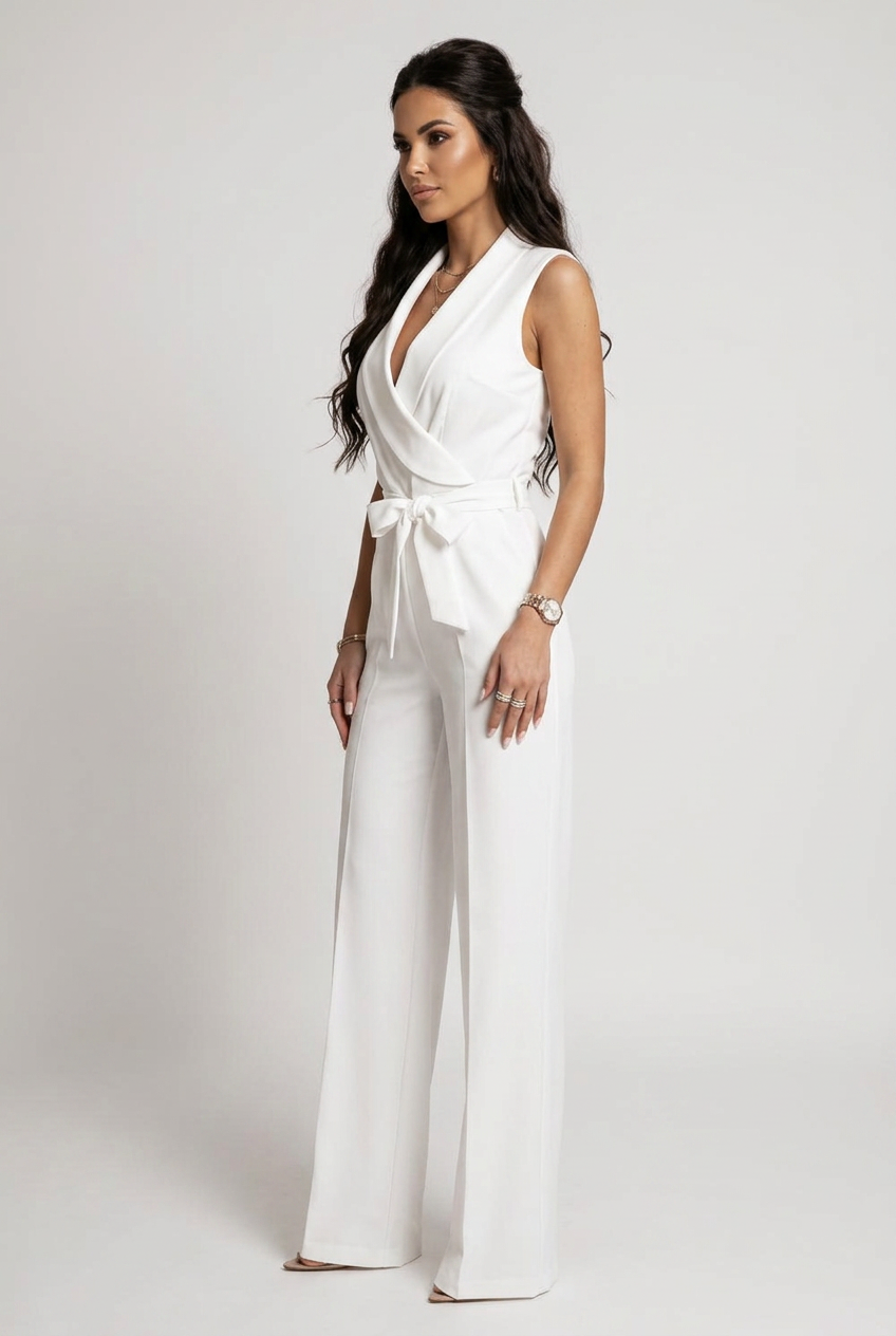 Luna Women's Chic Jumpsuit – Elegant Sleeveless Evening Wear 0