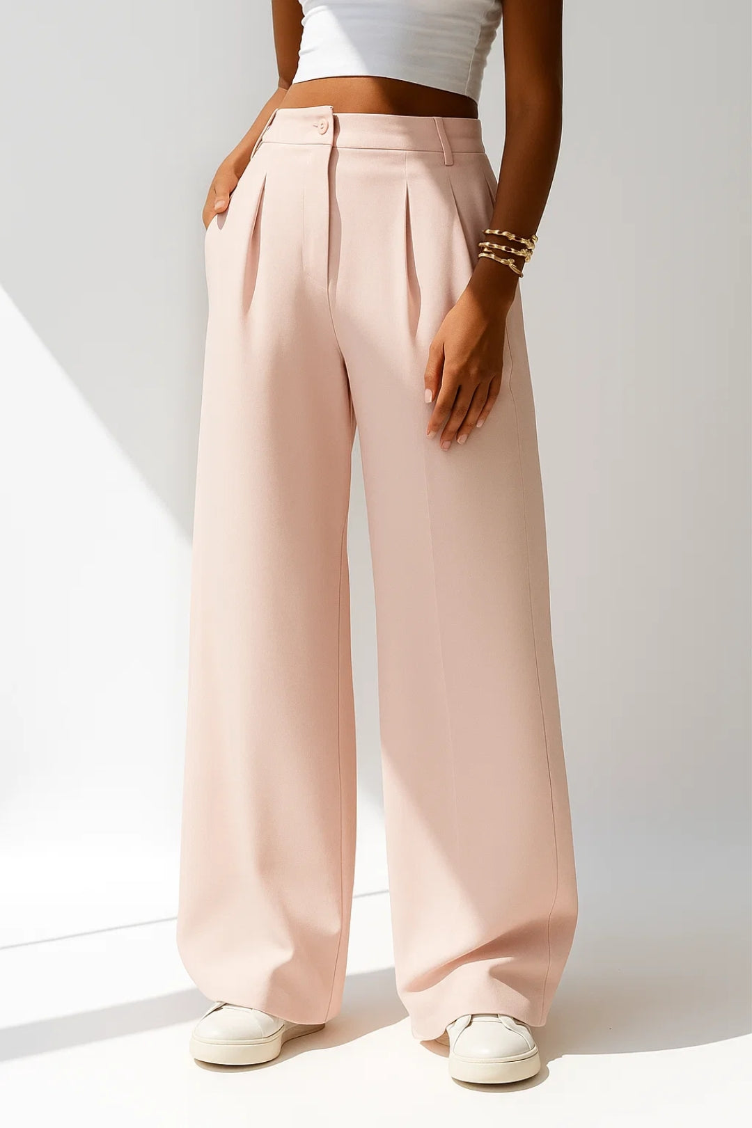 Luna Women's Chic Trousers – High-Waist Wide Leg Style 0