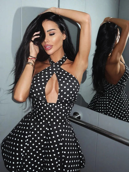Luna Women's Elegant Bodycon Dress – Playful Polka Dots for Parties 2