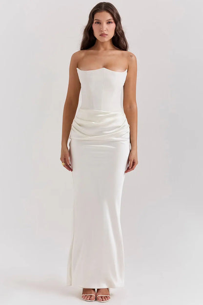 Luna Women's Elegant Evening Gown – Strapless Bodycon Maxi Dress 7