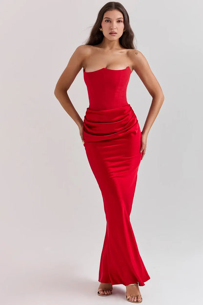 Luna Women's Elegant Evening Gown – Strapless Bodycon Maxi Dress 9