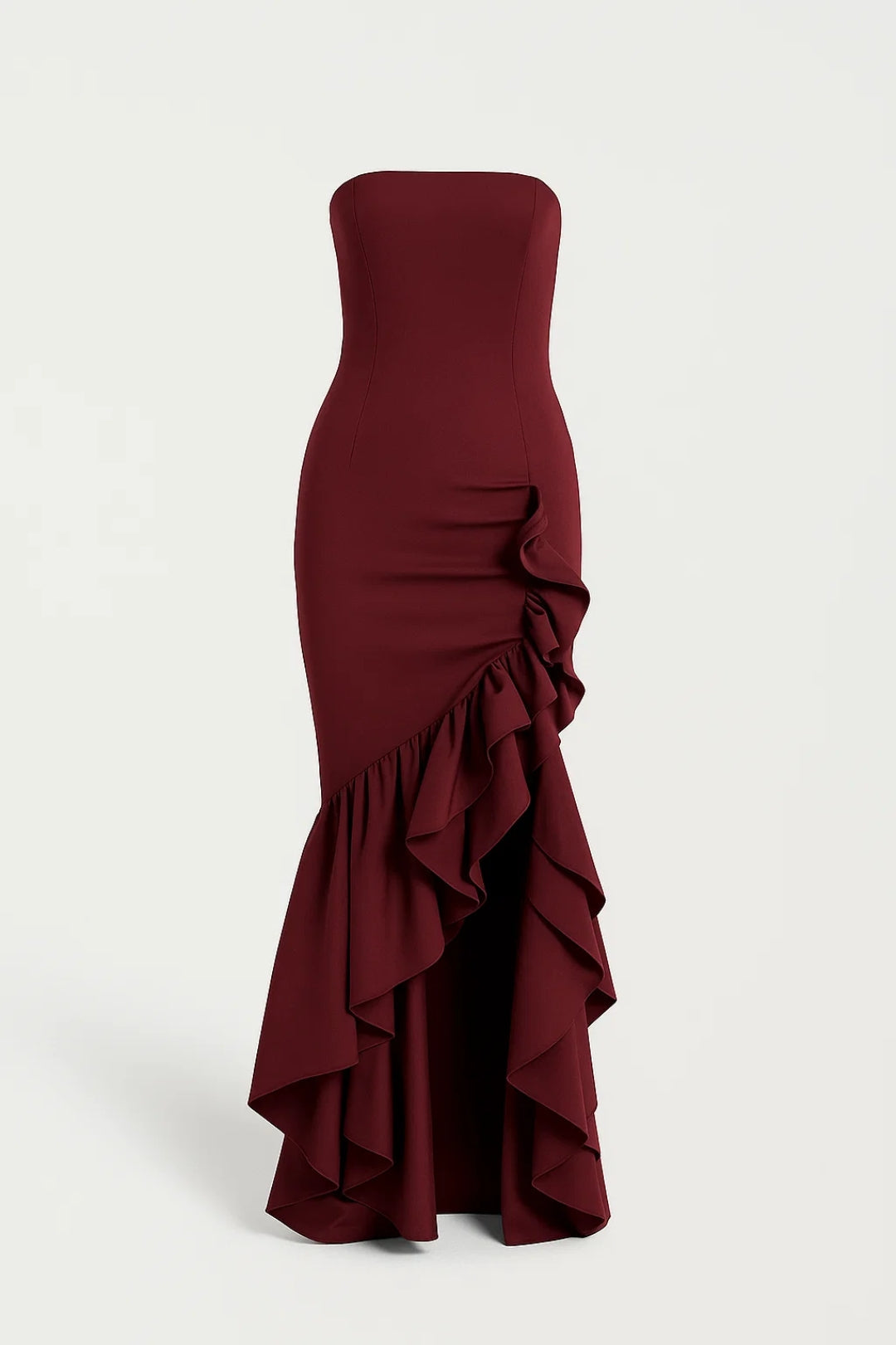 Luna Women's Elegant Maxi Dress – Strapless Ruffles for Glamour 1