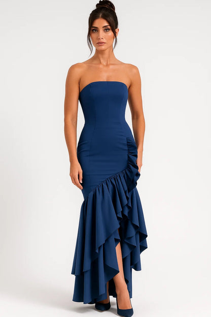 Luna Women's Elegant Maxi Dress – Strapless Ruffles for Glamour 5