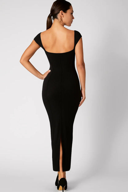 Luna Women's Elegant Midi Dress – Off-Shoulder Bodycon Style 2