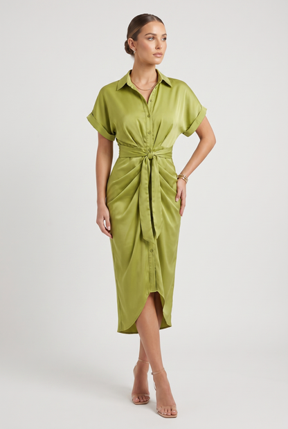 Luna Women's Elegant Satin Dress – Charming Midi Style for Summer Events 1