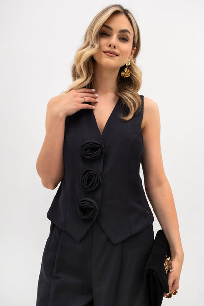 Luna Women's Floral Button Vest – Adjustable Fit for Any Occasion 6