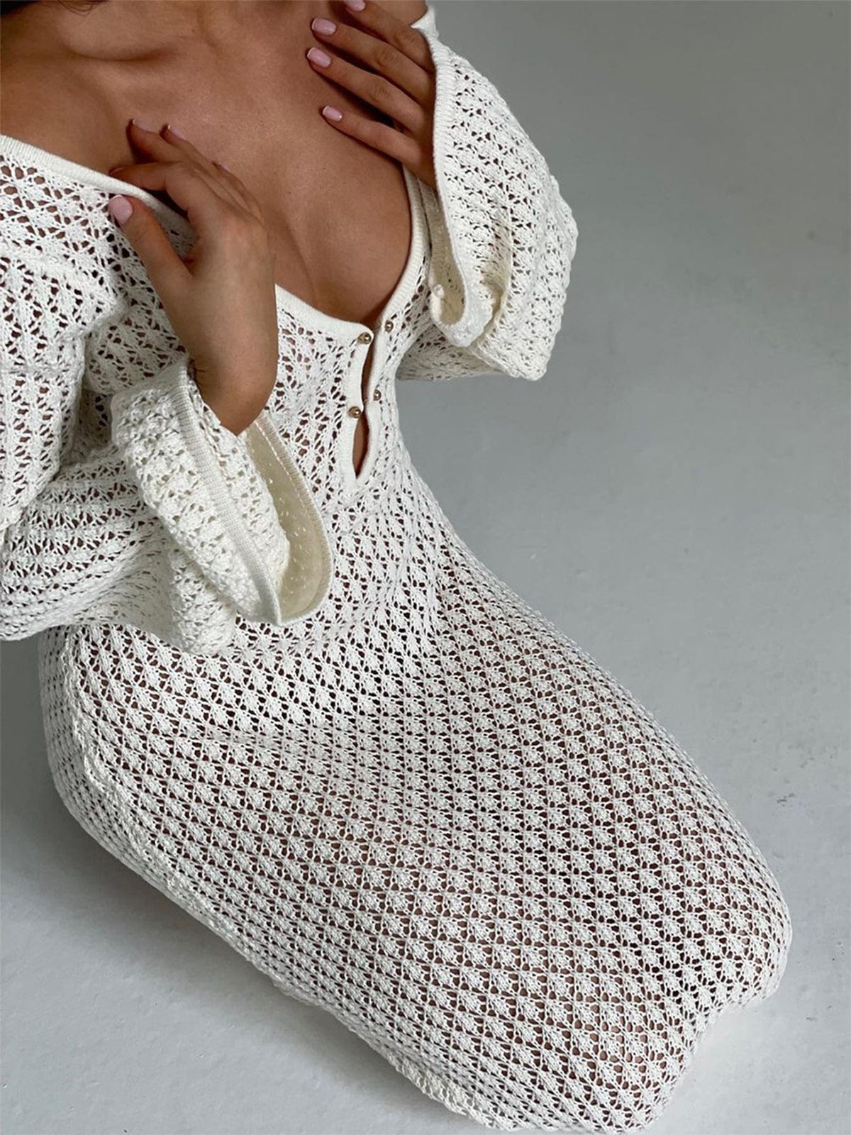 Luna Women's Knit Maxi Dress – Elegant Button Front Style for Casual Gatherings 2