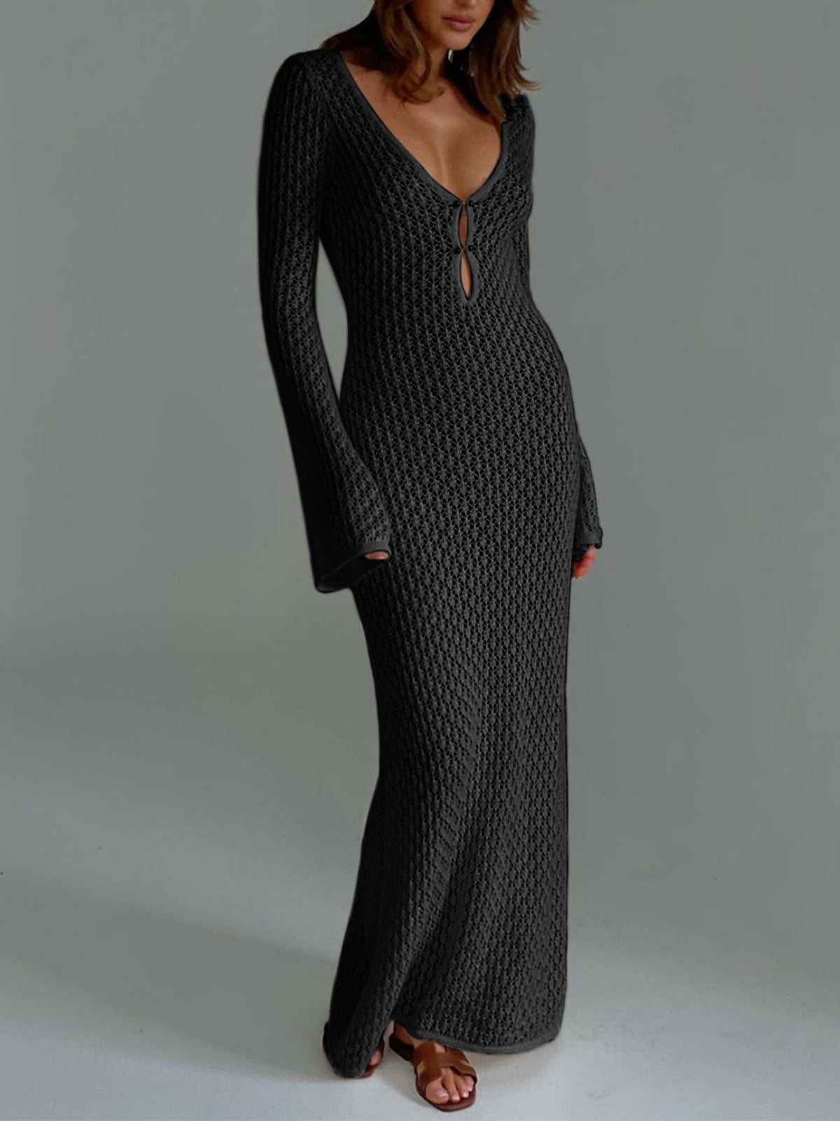 Luna Women's Knit Maxi Dress – Elegant Button Front Style for Casual Gatherings 8