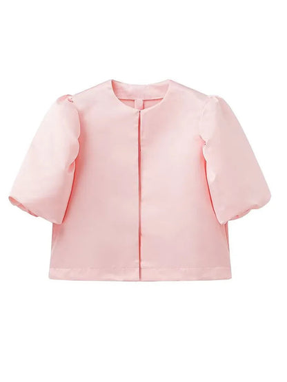 Luna Women's Satin Blouse – Chic Puff Sleeve Top for Elegant Office Style 8