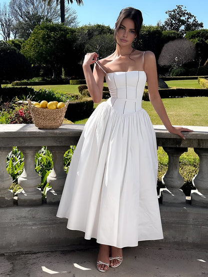 Luna Women's Strapless Pleated Maxi Dress – Flowy Elegant Gown for Summer Events 2