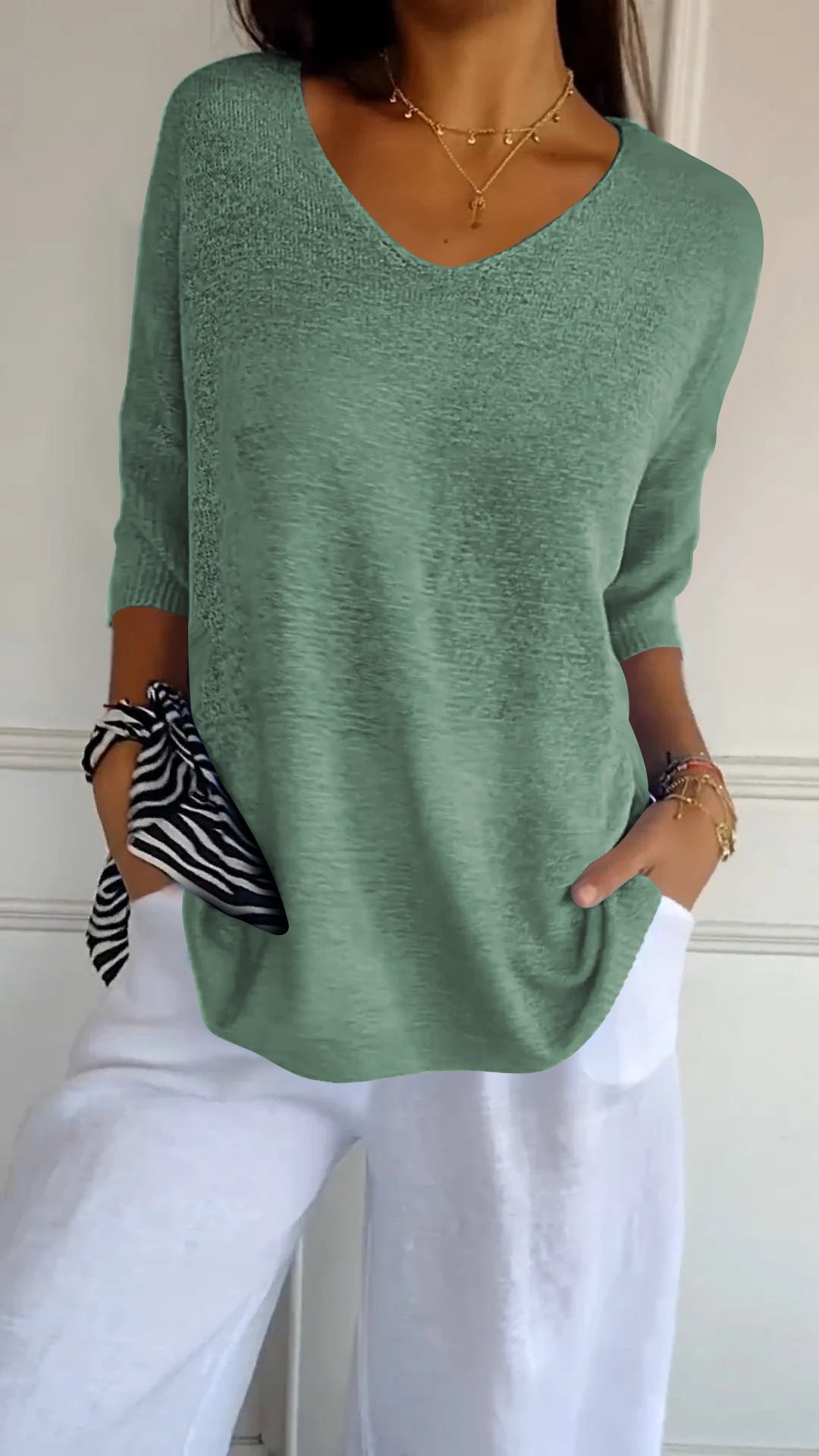 Lunara Women's Knit Top – Breathable V-Neck for Versatile Style 10