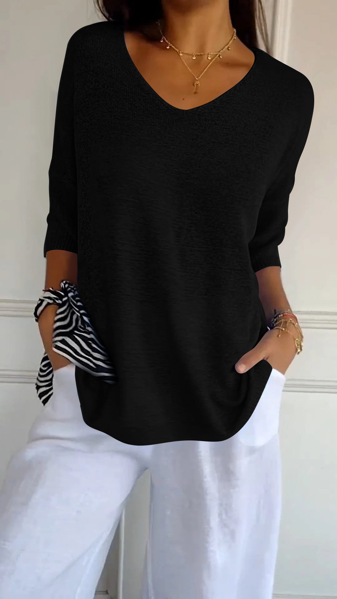 Lunara Women's Knit Top – Breathable V-Neck for Versatile Style 11