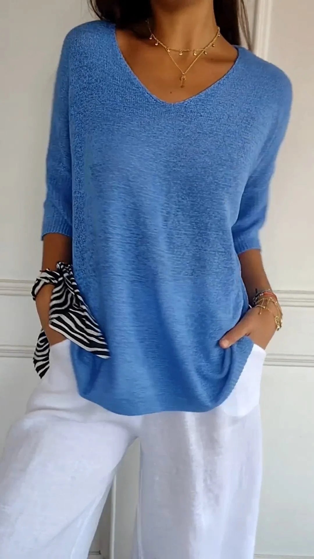 Lunara Women's Knit Top – Breathable V-Neck for Versatile Style 3
